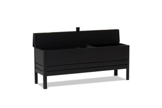A Line Storage Bench 111, Black-stained Oak  by  Form & Refine