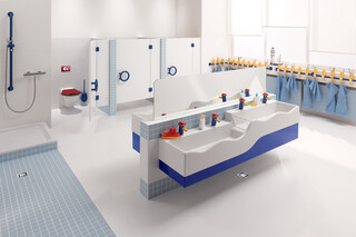 Geberit Bambini play and washing landscape with four washing areas  by  Geberit